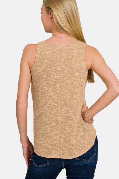 Zenana V-Neck Curved Hem Tank - Hovatok