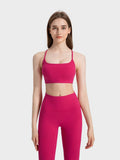 Millennia Crisscross Back Scoop Neck Active Cami with Detachable Chest Pads - Hovatok