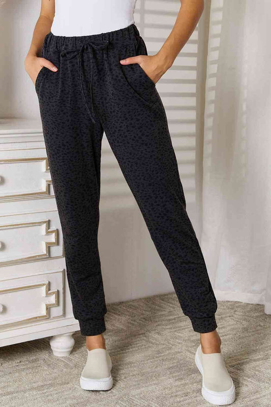 Basic Bae Leopard Print Joggers with Pockets - Hovatok