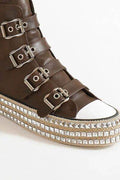 Beast Fashion Multi-Buckle Straps Studded Platform Sneakers - Hovatok