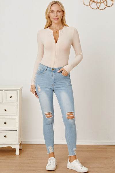 Zip Up Long Sleeve Bodysuit - Hovatok