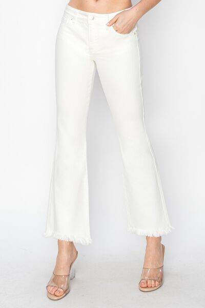 RISEN Full Size Tummy Control Crop Flare Step Hem Pants - Hovatok