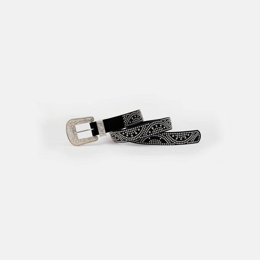 Studded Rhinestone PU Leather Belt - Hovatok