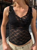 Devine Lace V-Neck Cropped Tank - Hovatok