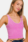 Zenana Washed Ribbed Cropped Tank - Hovatok