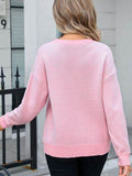 Angel Wings Bow Round Neck Dropped Shoulder Sweater - Hovatok