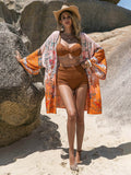 Printed Open Front Long Sleeve Cover-Up - Hovatok