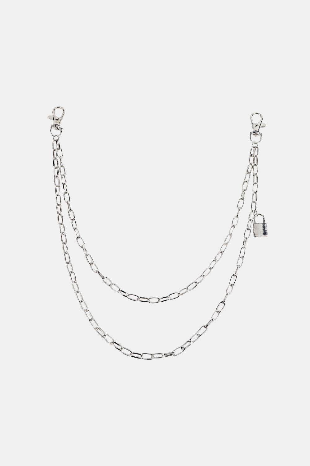 Double Layered Iron Chain Belt with Lock Charm - Hovatok