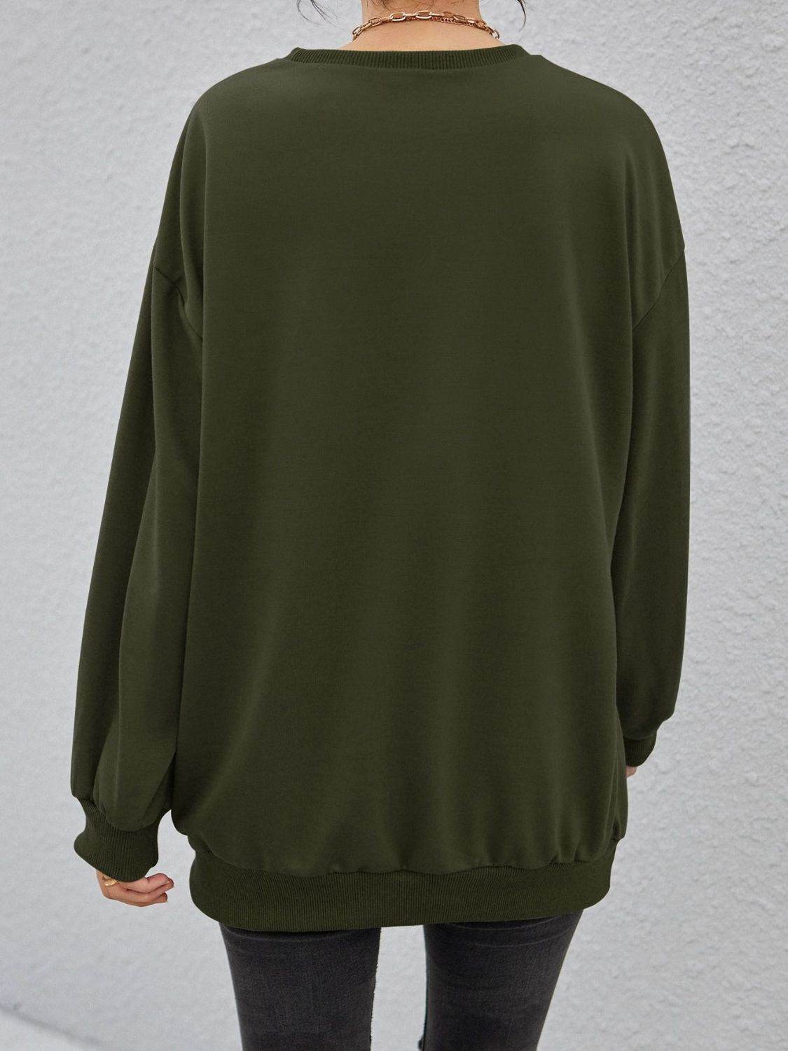 Stereoscopic Letter Round Neck Long Sleeve Sweatshirt - Hovatok