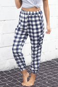 Perfee Plaid Elastic High Waist Cargo Pants - Hovatok