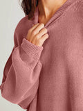 Double Take Side Slit Round Neck Long Sleeve Sweater - Hovatok