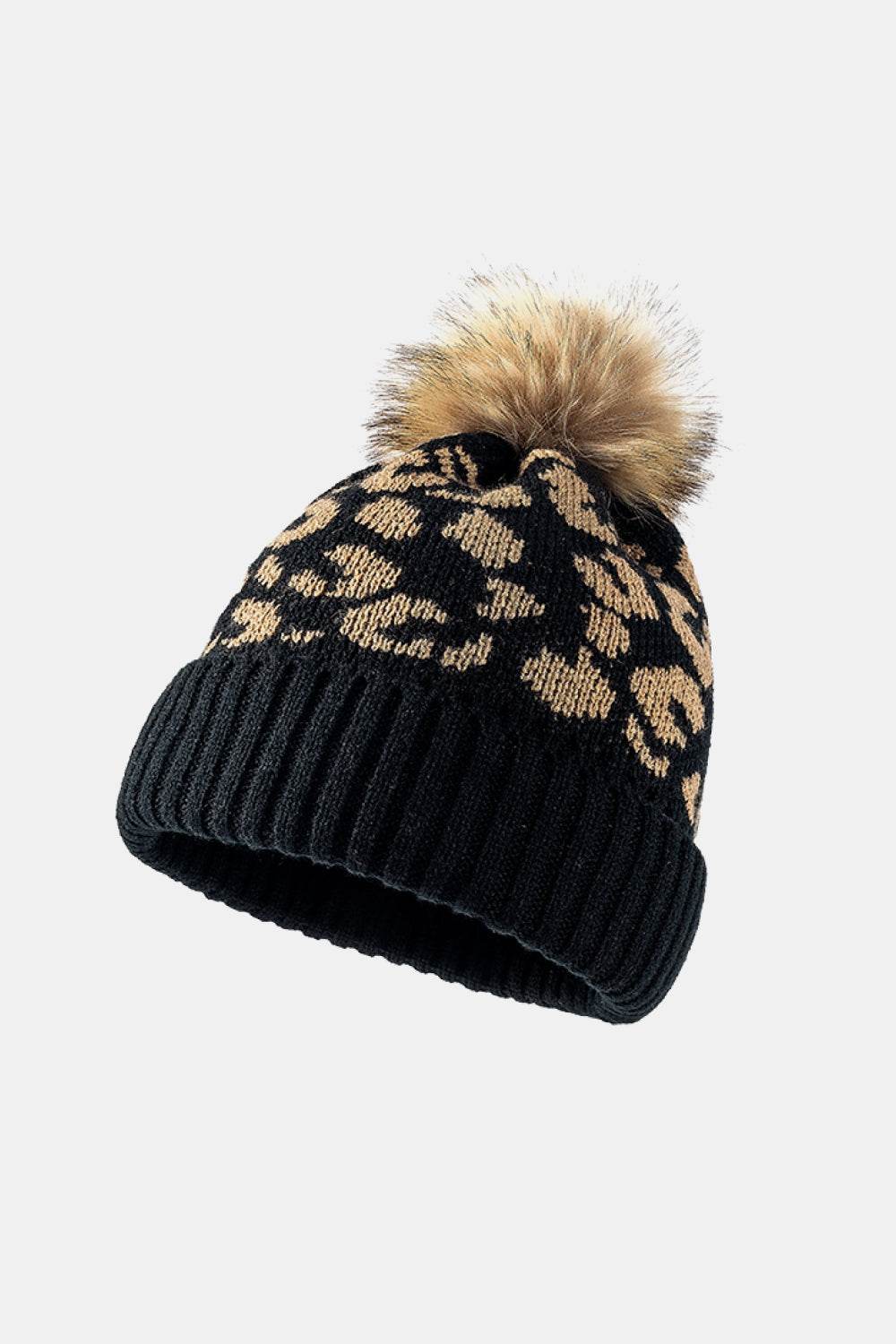 Leopard Pom-Pom Cuffed Beanie - Hovatok