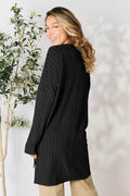 Basic Bae Full Size Ribbed Round Neck Long Sleeve Slit Top - Hovatok
