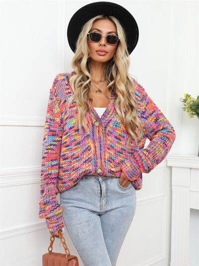 Angel Wings Button Up Dropped Shoulder Cardigan - Hovatok