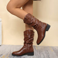 Pleated Pull-On Western Cowboy Boots - Hovatok