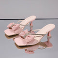 Bow Rhinestone Open-Toe Sandals - Hovatok