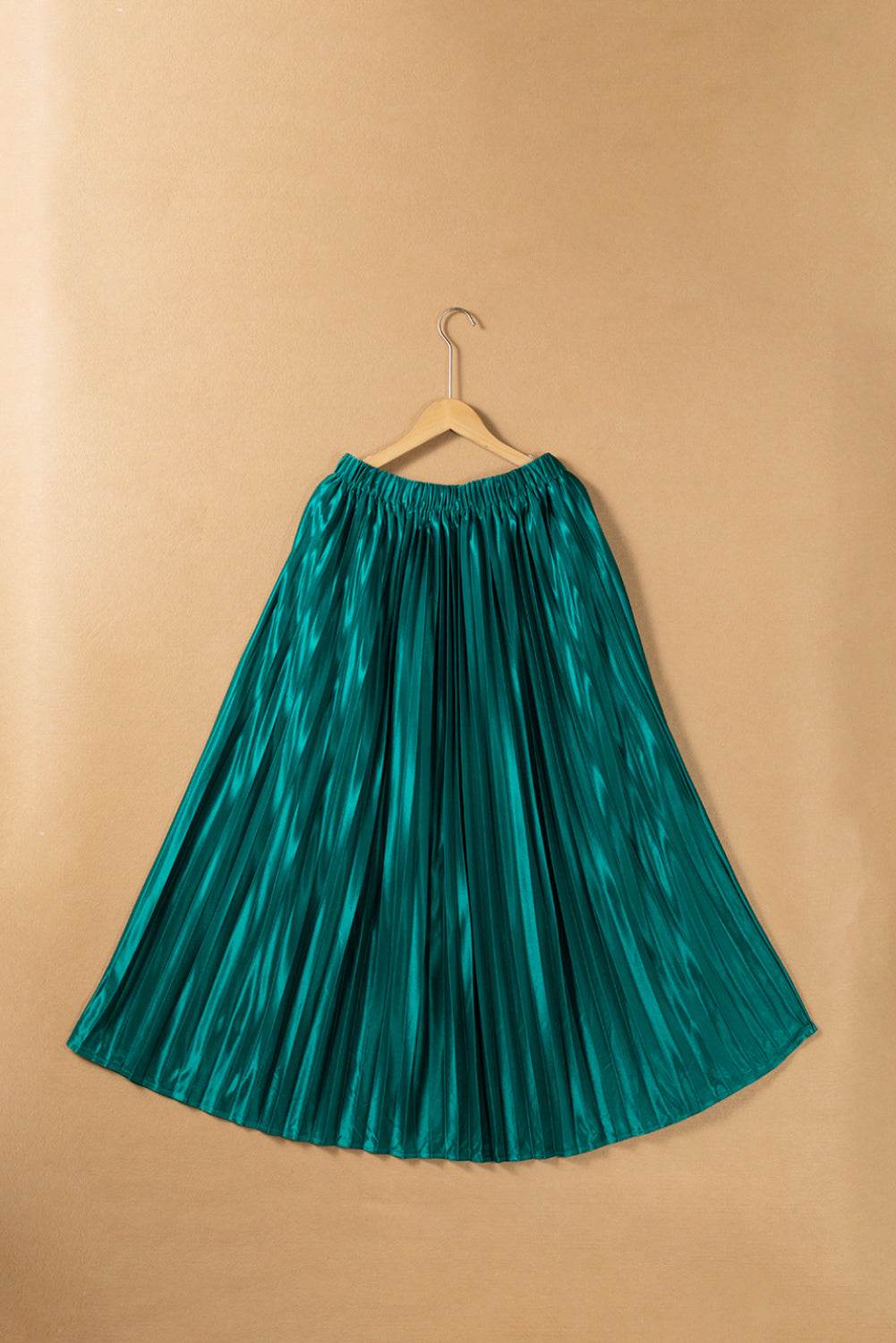 Elastic Waist Pleated Midi Skirt - Hovatok