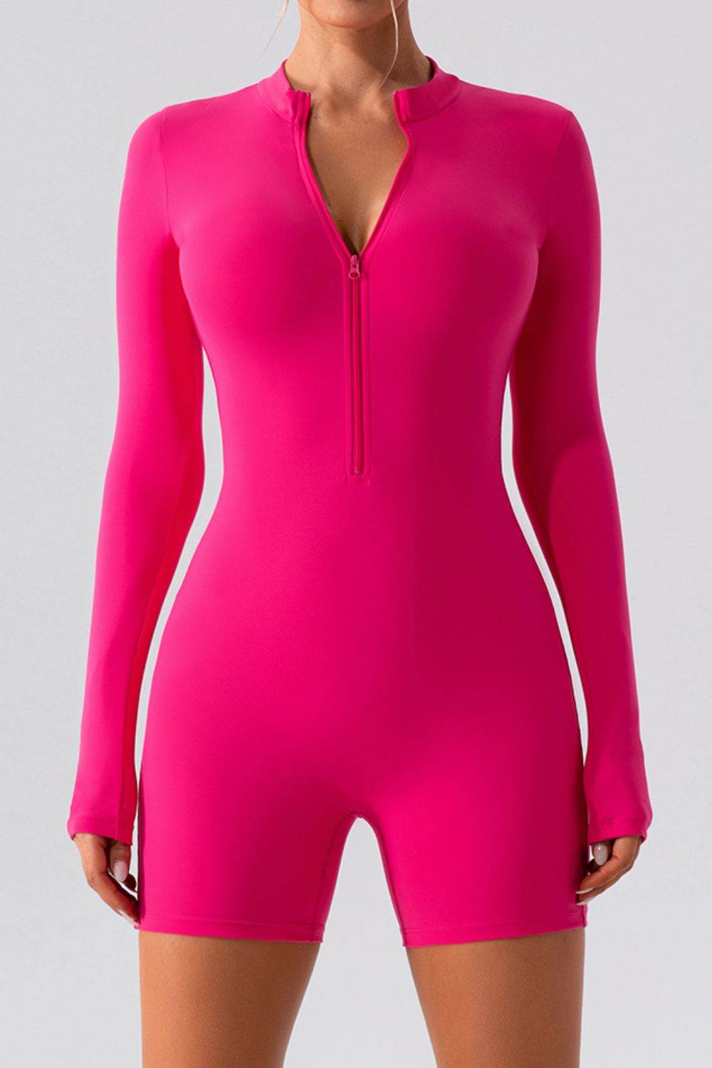 Half Zip Long Sleeve Active Romper - Hovatok