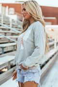 Bow Graphic Round Neck Long Sleeve Sweatshirt - Hovatok