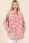 Mittoshop Plaid Button Down Drop Shoulder Jacket - Hovatok