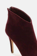 Beast Fashion Suede Stiletto Ankle Booties with Back Zippers - Hovatok
