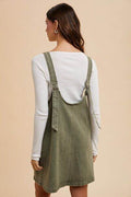 Annie Wear V-Neck Adjustable Strap Denim Overall Dress with Pockets - Hovatok