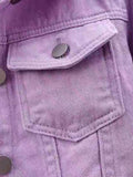 Full Size Cropped Denim Jacket Plus Size - Hovatok