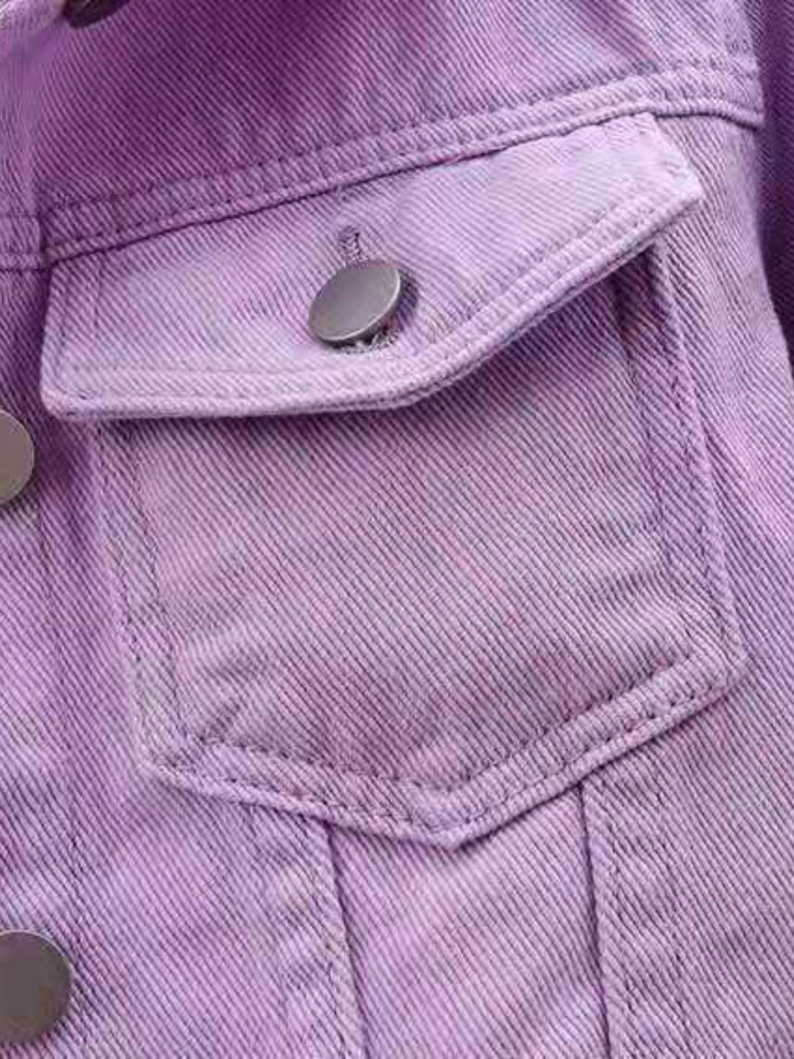 Full Size Cropped Denim Jacket Plus Size - Hovatok