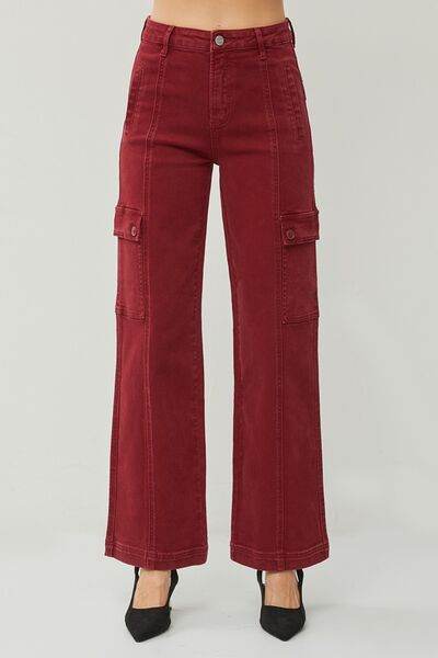 RISEN Full Size High Rise Wide Leg Cargo Jeans - Hovatok