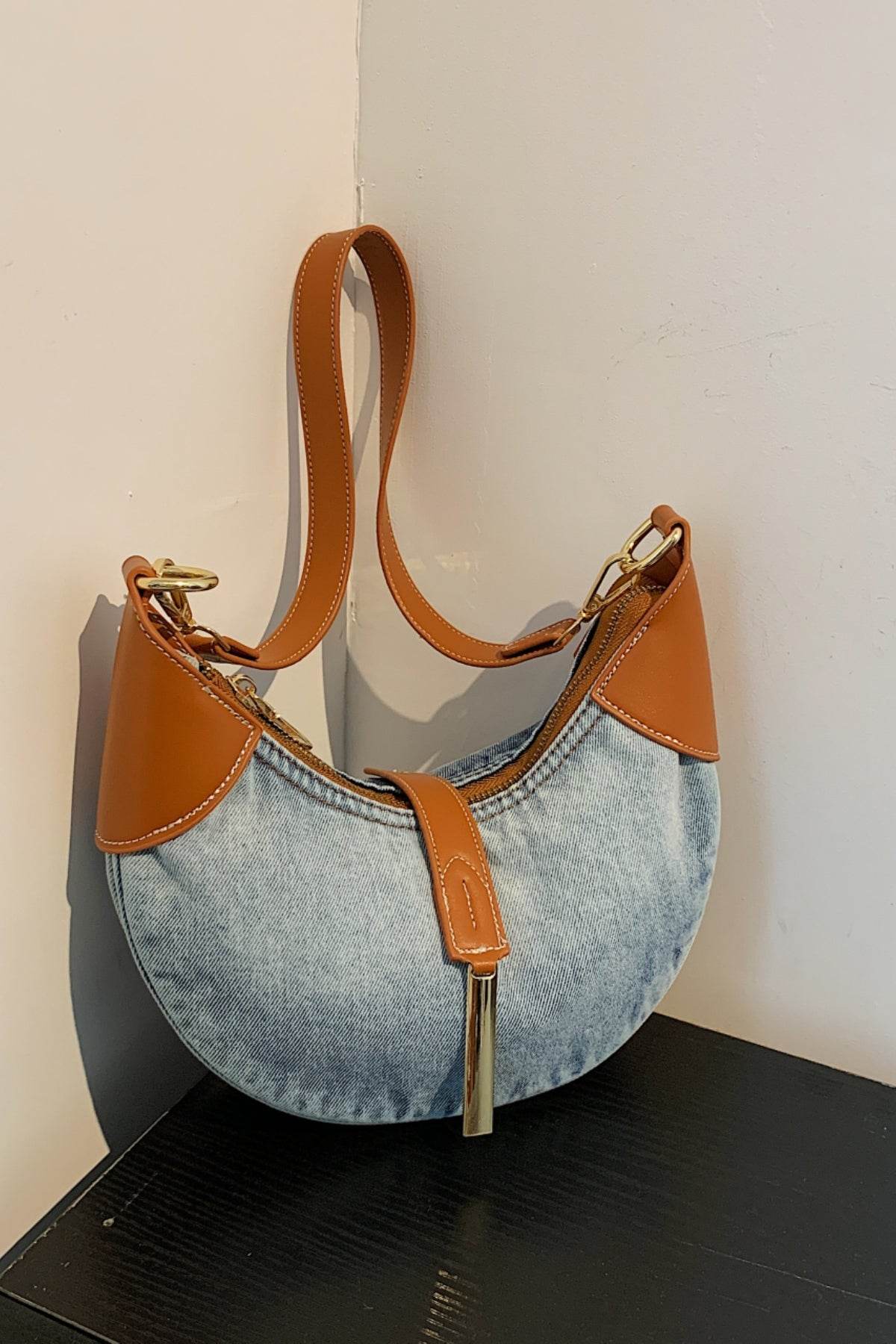 Contrast Denim Shoulder Bag - Hovatok