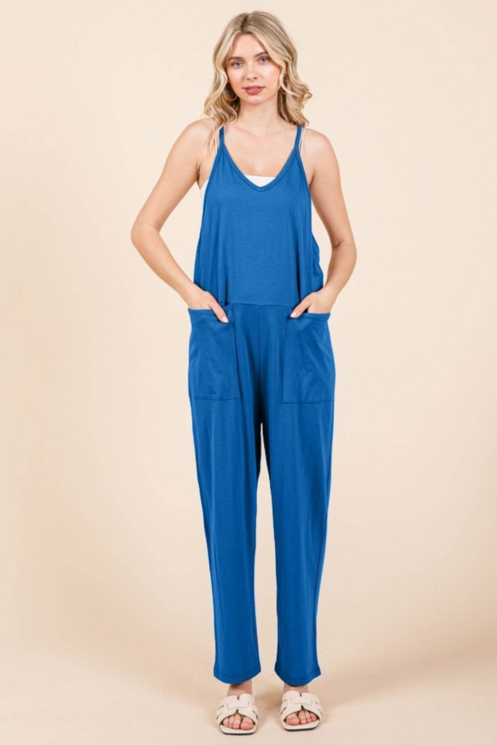 Culture Code Full Size Sleeveless Jumpsuit with Pockets - Hovatok