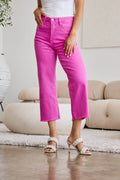 RFM Crop Chloe Full Size Tummy Control High Waist Raw Hem Jeans - Hovatok