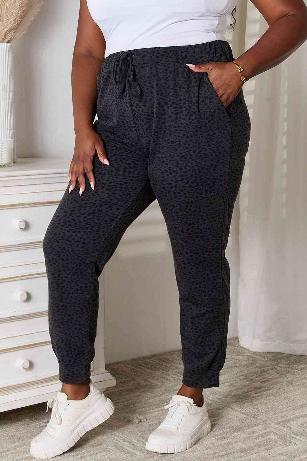 Basic Bae Leopard Print Joggers with Pockets - Hovatok