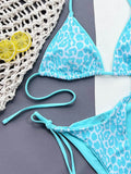 Leopard Print Halter Neck Tie Side Bikini Set - Hovatok