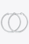 Adored Inlaid Moissanite 925 Sterling Silver Hoop Earrings - Hovatok