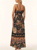 Printed Scoop Neck Midi Cami Dress - Hovatok