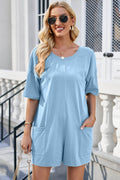 Lovelet Backless Round Neck Half Sleeve Romper - Hovatok