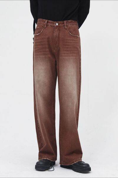 Wide Straight Jeans with Pockets - Hovatok