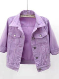 Full Size Cropped Denim Jacket Plus Size - Hovatok