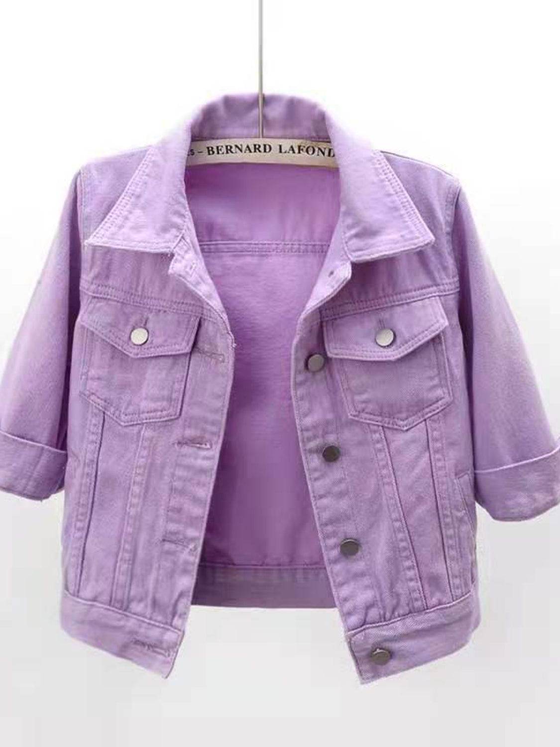 Full Size Cropped Denim Jacket Plus Size - Hovatok