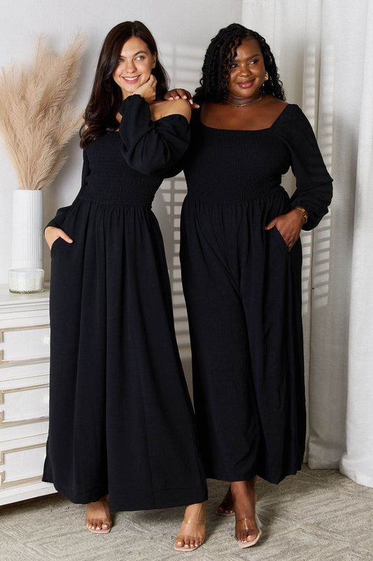 Double Take Square Neck Jumpsuit with Pockets - Hovatok