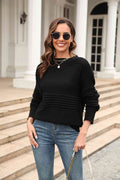 Angel Wings Round Neck Openwork Long Sleeve Pullover Sweater - Hovatok