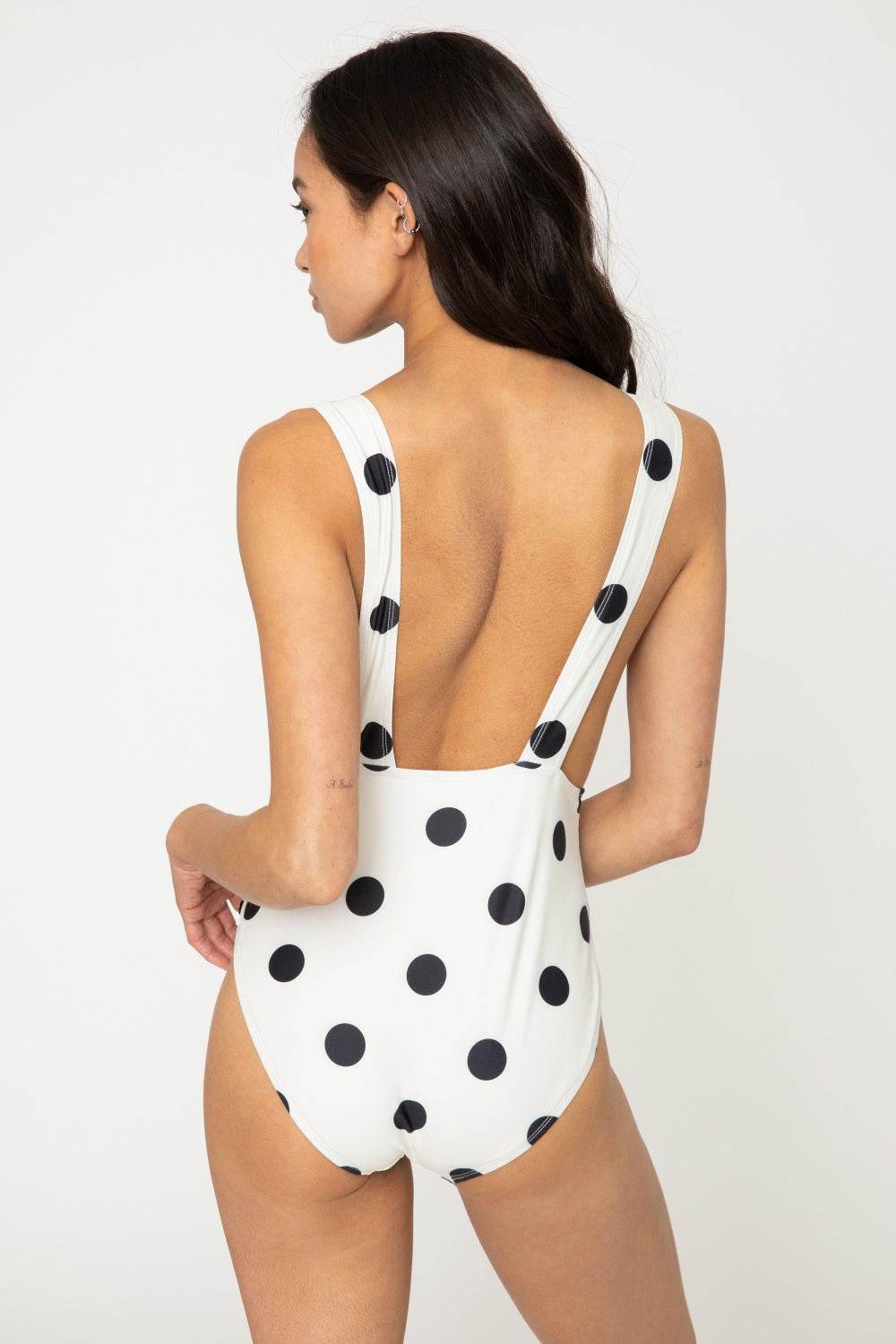 Marina West Swim Beachy Keen Polka Dot Tied Plunge One-Piece Swimsuit - Hovatok