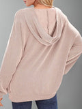 Double Take Textured Kangaroo Pocket Long Sleeve Hoodie - Hovatok