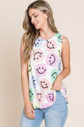 BOMBOM Smiley Face Round Neck Tank - Hovatok