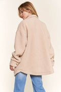 And The Why Teddy Sherpa Button Down Curved Hem Shacket - Hovatok