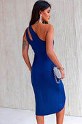 Ruched Cutout Single Shoulder Dress - Hovatok