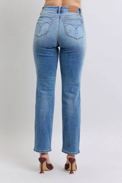 Judy Blue Full Size Run Vintage Wash Thermal Straight Jeans - Hovatok