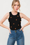 And The Why Jack O' Lantern Embroidered Ribbed Tank - Hovatok