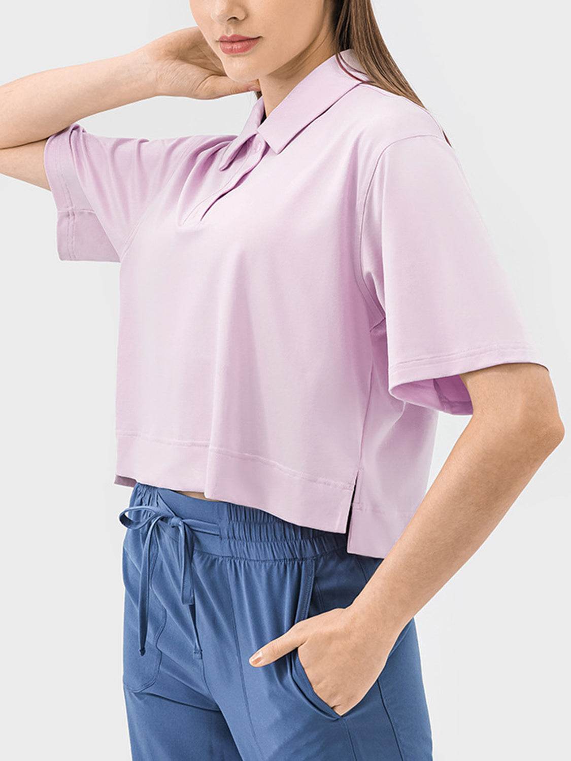 Millennia Half Button Short Sleeve Active T-Shirt - Hovatok